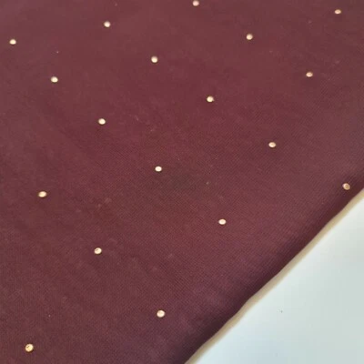 Burgundy Plain Dew Drop Fabric Crepe Dress Drape Craft Material By Meter 58" - Image 1 of 4