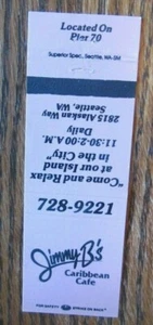 SEATTLE, WASHINGTON: JIMMYB'S CARIBBEAN CAFE MATCHBOOK MATCHCOVER -E - Picture 1 of 1