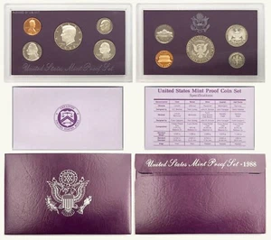 1988-S US Mint Proof Coin Set ⭐️⭐️⭐️⭐️⭐️ 5 Münzen OVP - Bild 1 von 7