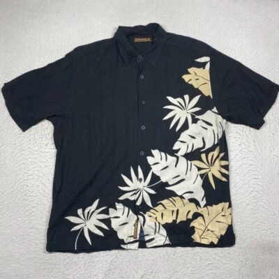 Cubavera Hawaiian Shirt Mens XL Black Floral Button Up Short Sleeve Casual Adult — 第 1/4 张图片