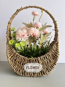 Artificial Flowers Rattan Flower Basket Hydrangea , Faux Flowers - Picture 1 of 19