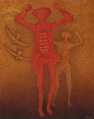 Impressão em tela Rufino Tamayo personagens com pássaros 16 x 20 - Imagem 1 de 4