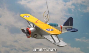G-5 FF Fifi Biplane Hand Painted Wood Christmas Ornament Airplane Delphin Goblin - Picture 1 of 12