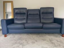 Blue Stressless 2 and 3 Seater Leather wave high back sofa