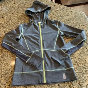 Zella Girl By Nordstrom Gray With Neon Stitching Jacket Large 10-12 Dance Gym - Picture 1 of 8