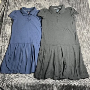 Cat & Jack Lot 2 Girl's Uniform Short Sleeve polo Dress SIZE XL 14 - Picture 1 of 7