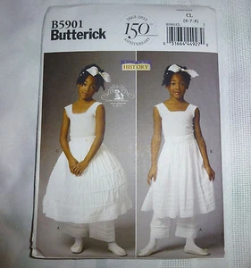 Butterick Pattern 5901 History Costume Child Hoop Skirt Drawers 2-5 Theater - Picture 1 of 3