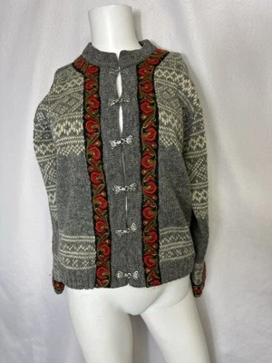 винтажный NORDSTRIKK Норвегии нордический шерсти металлический застежки кардиган свитер средний / большой - Изображение 1 из 4