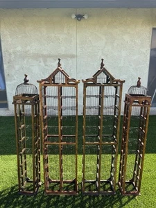 Victorian Birdcage Bird House Wood & Wire CD Tower Storage Rack Shelf Vintage 4 - Picture 1 of 17
