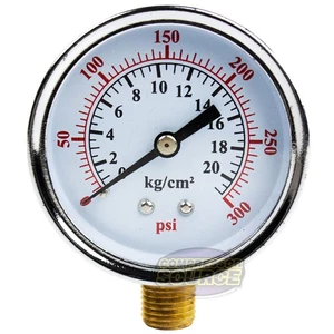 1/4" 0-300 PSI 2.5" Side / Lower Mount Air Pressure Gauge Compressor / Hydraulic - Picture 1 of 6