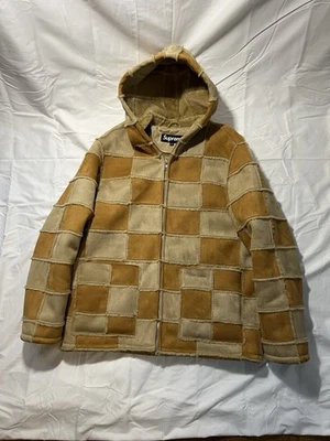Supreme S/S 2020 Faux Suede Patchwork Hooded Jacket Brown Size Medium Fur Lined - Image 1 of 4