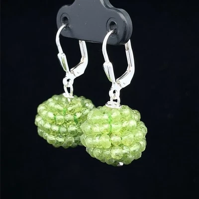 OHRHÄNGER AUS 925/- SILBER RHODINIERT MIT PERIDOT SILBERZEIT SCHMUCKJAGD - Bild 1 von 4