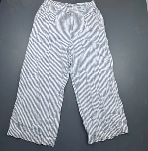 Madewell Leinenhose Damen 14 blau weiß gestreift weites Bein Sommer Freizeit Boho - Bild 1 von 12