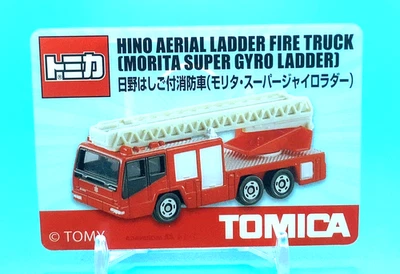 Tomica Clear Card Hino Aerial Ladder Fire Truck 1-14 Morinaga Japan Toys Tomy - Image 1 of 4