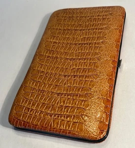 The Flat Wallet, Clutch Portemonnaie mit Klappverschluss und weichem Verschluss, Krokodil - Bild 1 von 4