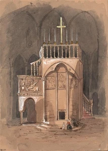 Aquarell Gemälde - San Sepolcro Bologna Italien - 19. Jahrhundert - Grand Tour - Bild 1 von 4