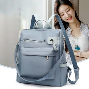 Anti-theft Schoolbag Solid Color Rucksack Trendy Bookbag - Picture 1 of 12