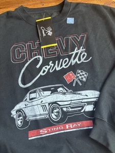 Chevy Corvette Sting Ray Sweatshirt Adult MEDIUM Black Retro Chevy Graphic NEW - Picture 1 of 8