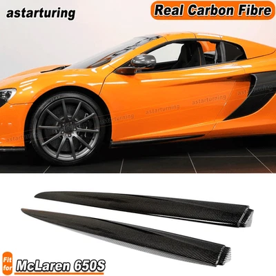 Para McLaren 650S 2 puertas 2014-17 CARBONO REAL faldón lateral extensión labio hojas de puerta Foto 1 de 4
