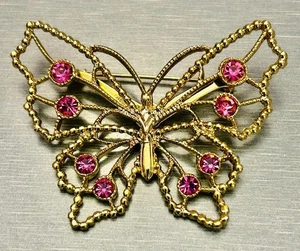 Schmetterling Brosche goldfarben plus rosa Strass Konvolut 97 - Bild 1 von 4
