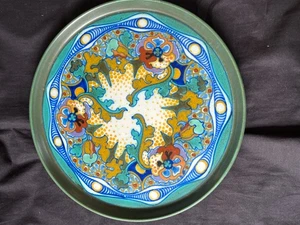 Dutch plateel GOUDA Conora decor serving plate. Art deco. Several marks - Picture 1 of 9