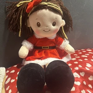Linzy Toys 16 Zoll Weihnachten Plüsch in rotem Weihnachtsmannkleid Baby Puppe Zöpfe - Bild 1 von 8