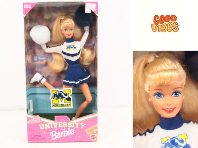 1996 Mattel Barbie University of Michigan Cheerleader NRFB 17398 - Image 1 of 4