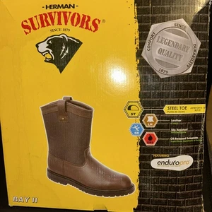 HERMAN SURVIVORS Herren Leder Stahlkappe Arbeitsstiefel zum Überziehen NEU Größe 7,5 - Bild 1 von 2