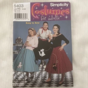Disfraz falda caniche adulto patrón 5403 Simplicity Sewing 2003 14-22 sin cortar - Imagen 1 de 2