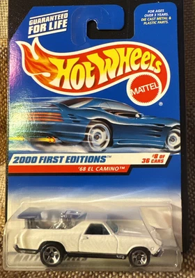 Chevy El Camino 1968 Hot Wheels blanco 2000 primeras ediciones 8 de 36 coleccionista #068 Foto 1 de 4