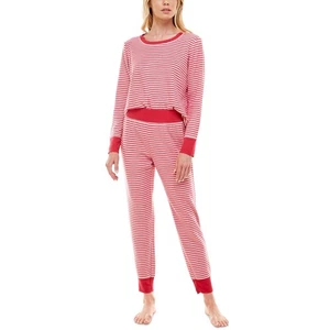 Roudelain Womens Long Sleeve Top AND  Jogger Pant SET  Large red stripe - Picture 1 of 9