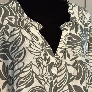 Blusa Top Floral Bloomchic Para Mujer 26 Botones Volantes Boho Verde Marfil Cuello en V - Imagen 1 de 11