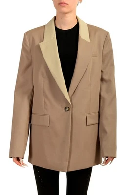 Hugo Boss 女式 Janka6 棕色 100% 羊毛休闲版型单扣西装外套 US 4 IT 40 — 第 1/4 张图片