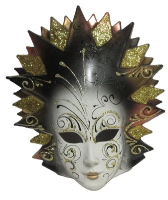La Maschera Del Galeone Glittery Gold Masquerade Mask Wall Hang Italy Celestial - Image 1 of 4