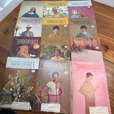 Workbasket Magazine Lot 12 Craft Crochet Knit Ideas Retro Patterns 1968 - Image 1 of 4