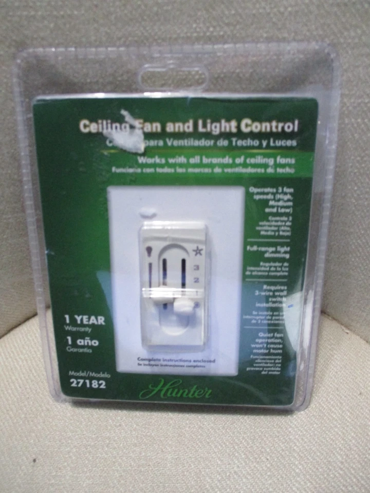 Hunter吊扇和灯控制全风扇3速风扇/灯双滑27182 — 第 1/3 张图片