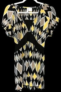 Nick & Sarah Damen Übergröße 1X gelb schwarz Rautenmuster Top - Bild 1 von 6