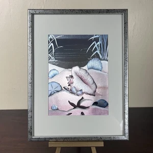 Vintage 90er Metallic Folie Muschel Wandbild irisierend Original Rahmen mattiert 12,6" - Bild 1 von 12