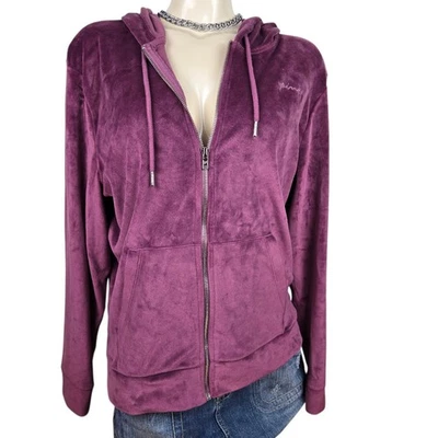 Chaqueta con Capucha Victoria's Secret Terciopelo Rosa L Con Capucha Púrpura Cremallera Y2K Streetwear Foto 1 de 4