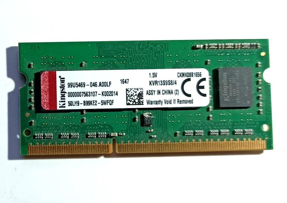 RAM KINGSTON KVR13S9S8/4 DDR3 1333 mhz 4 gb PC3-10600 non-ECC CL9 SODIMM 204 pin - Immagine 1 di 1
