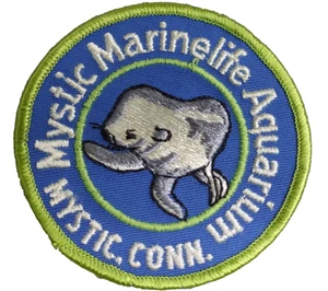 Vintage Mystic Aquarium Aufnäher bestickt Connecticut Seekuh - Bild 1 von 2