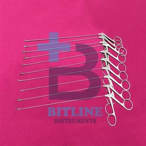 Micro Laryngeal Forceps Set Of 10 PCs, ENT Scissor Grasper Biopsy Cup Etc, 2X250 - Picture 1 of 3