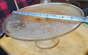 Vintage Federal Glas Madrid Bernstein Vertiefung Glas Kuchenständer - 10" Standfuß Pl - Bild 1 von 8