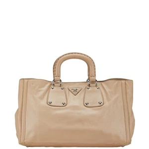 Prada Triangle Logo Leder Handtasche Beige Gebraucht Original Damentasche - Bild 1 von 10