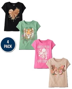New Lot of 4 The Children's Place TCP Tiger Butterfly Tee Shirts Size M 7-8 NWT - Picture 1 of 3