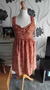 Blunauta pure silk orange/green/beige/red paisley dress in size EU42 (14UK) NWT - Picture 1 of 1