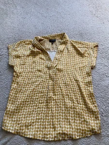 The Limited Women Geometric Short Sleeve V-Neck Blouse Tan Size S - Picture 1 of 8