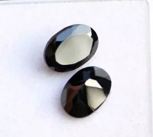 16.40 Ct NATURAL BLACK SPINEL 10*14 MM OVAL CUT PAIR VVS AAA - Picture 1 of 2