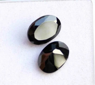 16.40 Ct NATURAL BLACK SPINEL 10*14 MM OVAL CUT PAIR VVS AAA - Image 1 of 2
