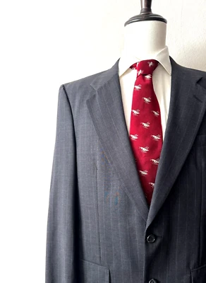 Jaqueta Burberry Prorsum Vintage Terno Casaco 40R Cinza Listras Finas Lã Italiana - Imagem 1 de 4